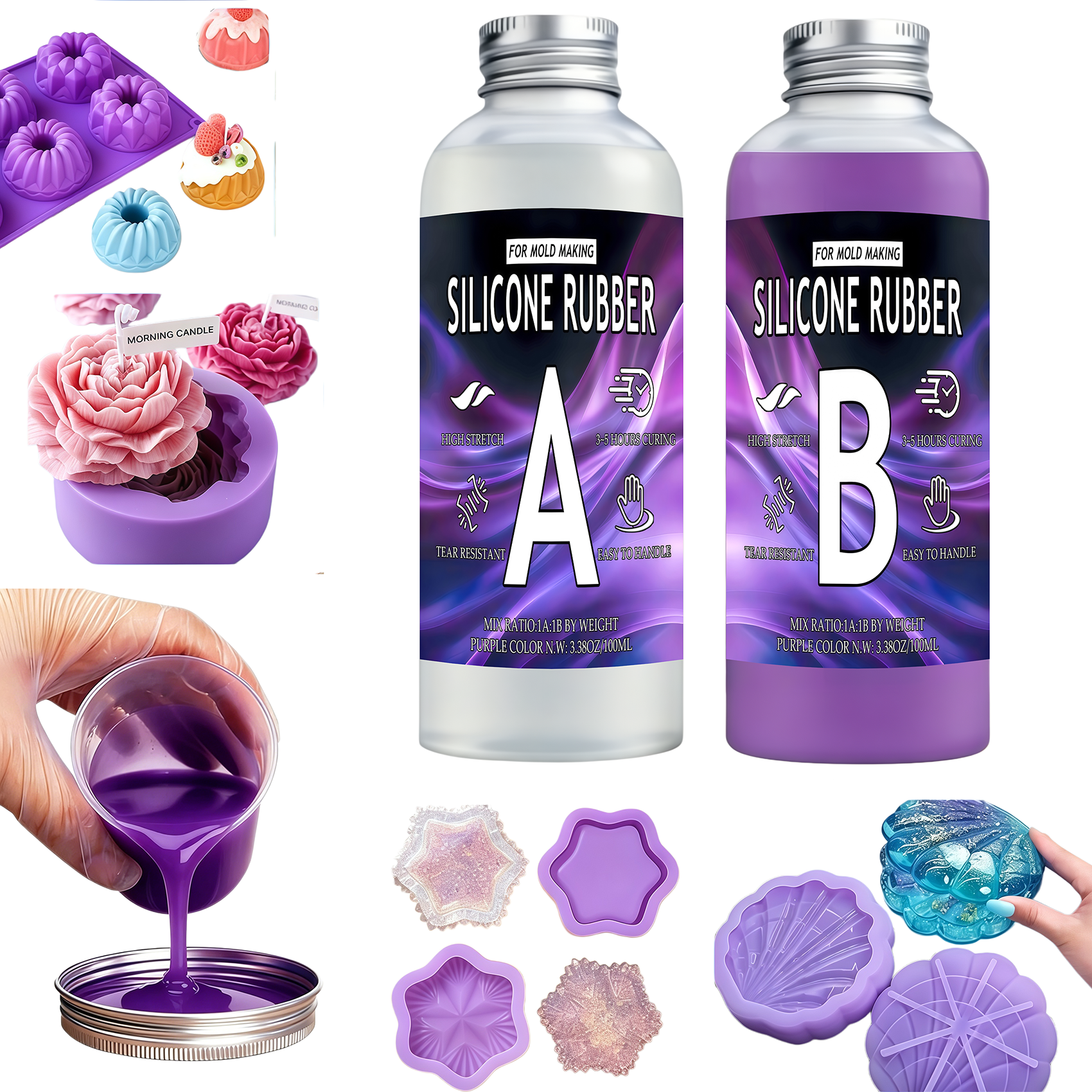 Soap Making Kit For Beginners - Platinum-cured liquid silicone mold kit, 1:1