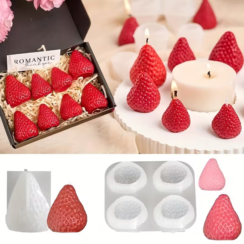 Soap Making Activity - Strawberry Silicone Candle Mold for DIY